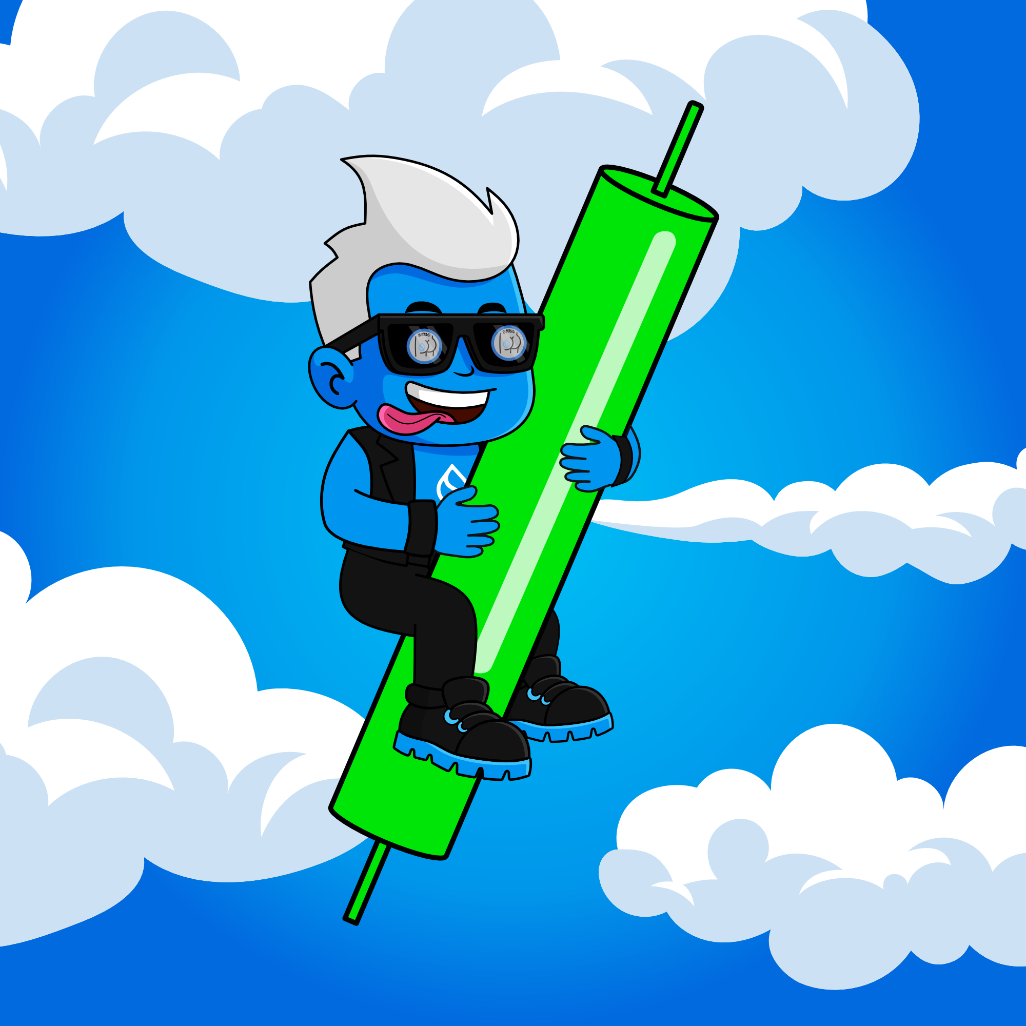 CULO Character riding green candle to the moon